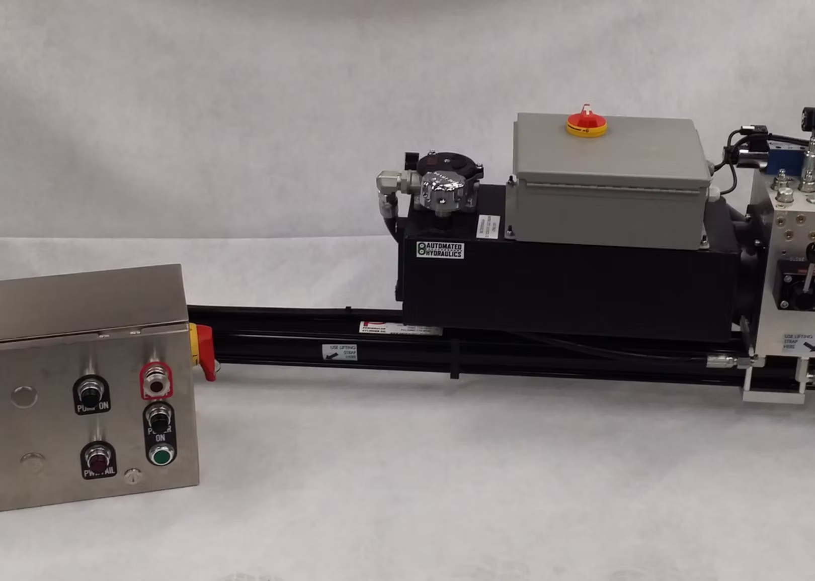 Industrial machinery with control panel and black mechanical components